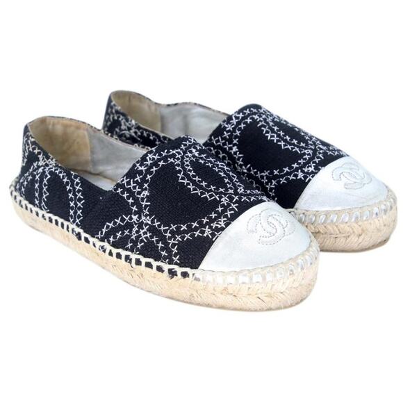 Chanel Espadrille 35 Stitch Canvas Cc Cap Toe Flats CC-0426N-0121 - Picture 4 of 11